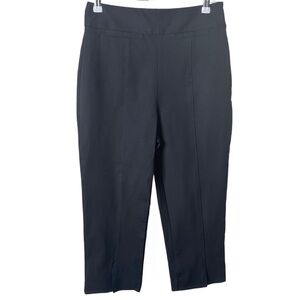 Maeve by Anthropologie Black Cropped Kick Flare Front Slit Pant Sz 8‎